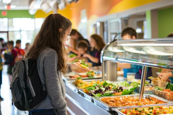 A children queuing at the school canteen